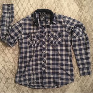 MG BLACK Men's (Medium) Plaid Button Up